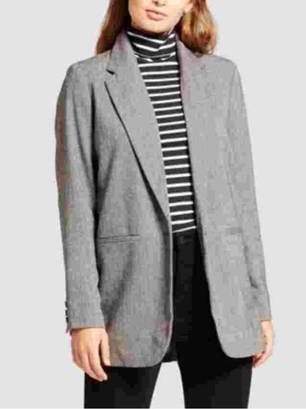 a new day Gray Herringbone Single-Breasted Blazer